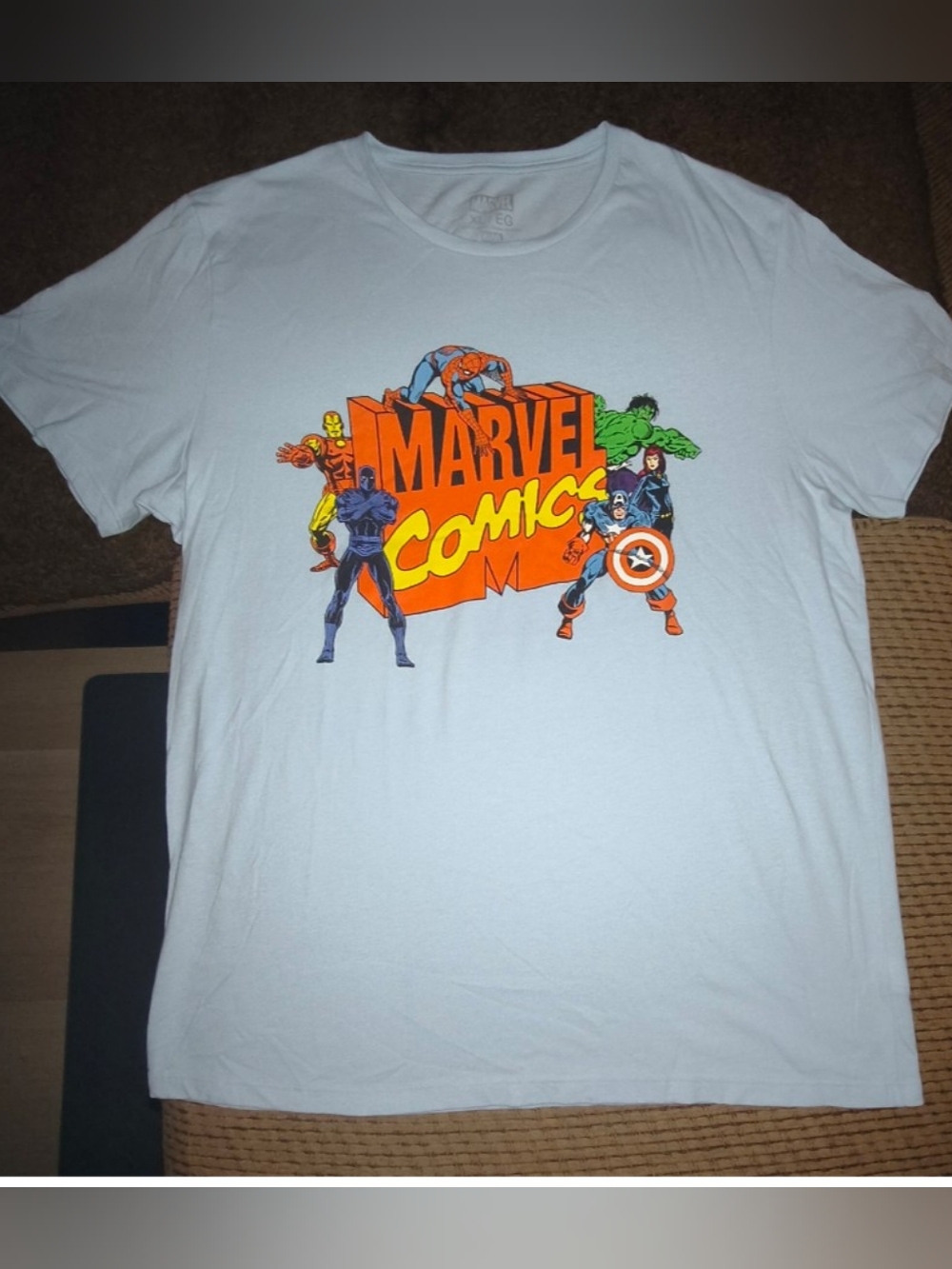 Marvel Comics Multi-Character Graphic T-Shirt Tee Blue & Red XL